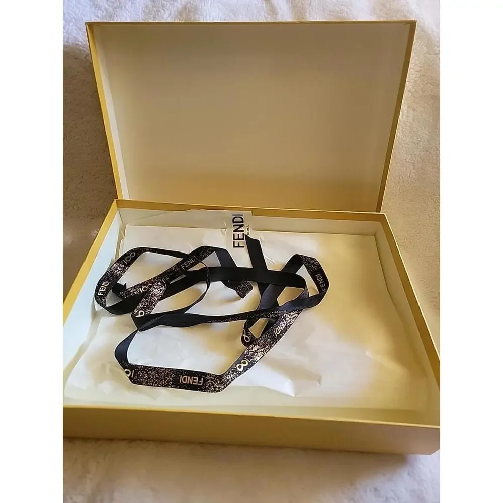 New Authentic Fendi Roma Gift Box 15.5”x 11.5” X 3” Ribbon Included Logo Classic